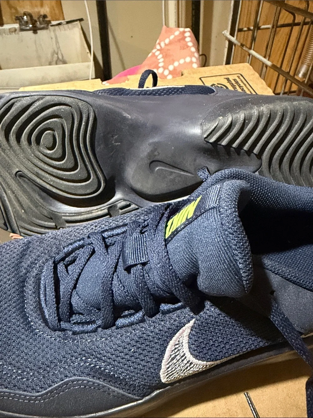 Nike Dark Blue Mesh Sneakers with White Swoosh